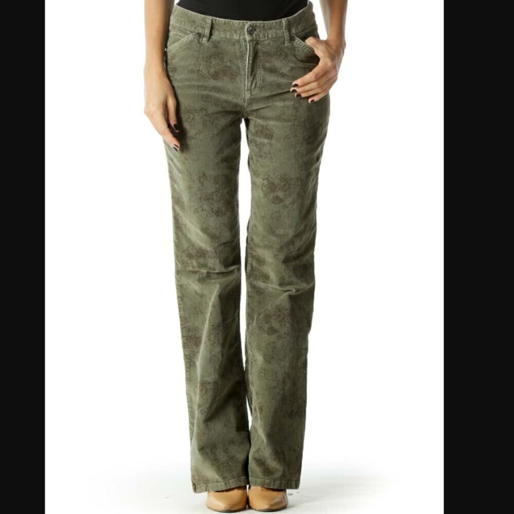 J.Jill Green Corduroy Mid Rise Green Corduroy boot cut Flare leg Pants